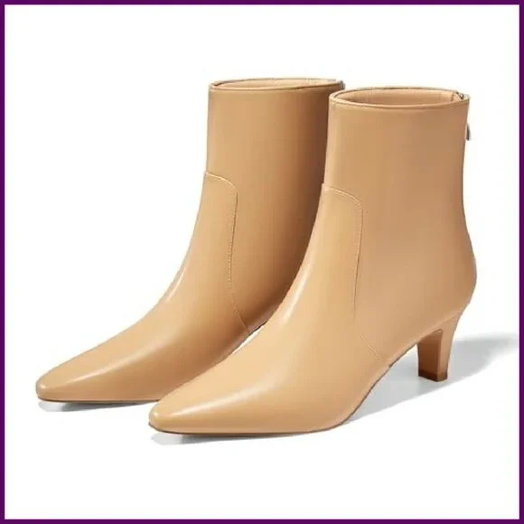 Women's Low Kitten Heel Ankle Boots Square Toe Leather Dress Booties Zipper - threedaughtersproperties.com Women's Low Kitten Heel Ankle Boots Square Toe Leather Dress Booties Zipper - threedaughtersproperties.com